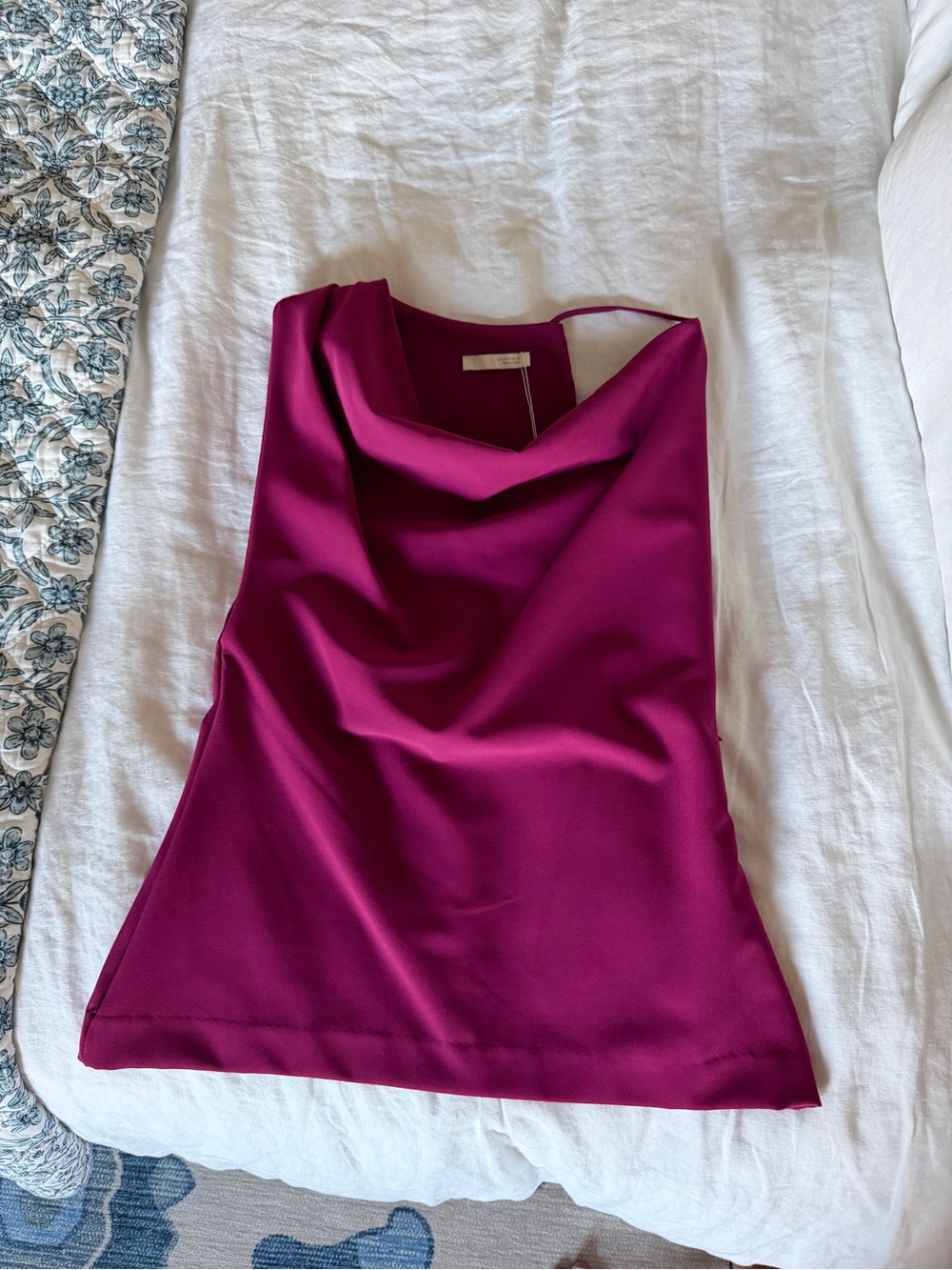 Zara Magenta Draped Cowl Neck Camisole